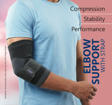 enora Elbow Support With Strap - 4-Way Stretch Compression Sleeve